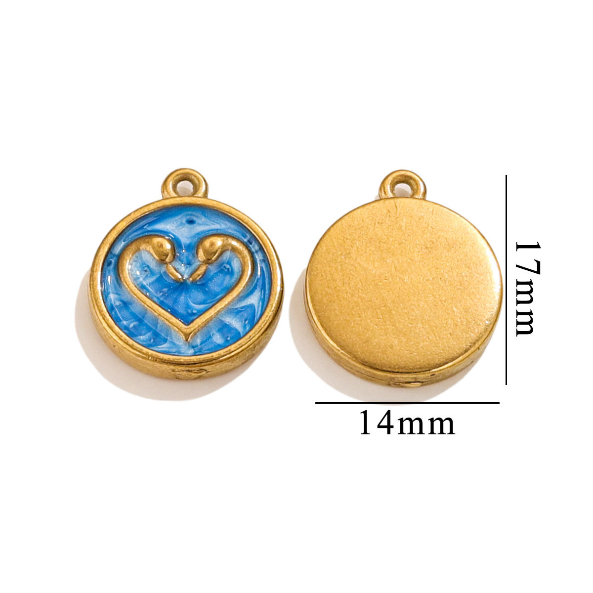 Blue / 1 Piece Simple Sweet Style Heart Shape Stainless Steel  Gold Color Women's Pendant Picture9